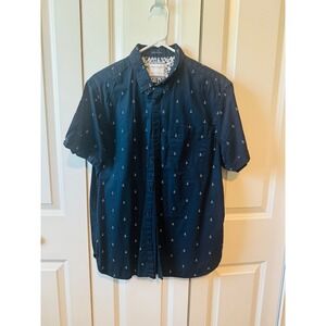 Denim & Flower Anchor Print Button Down Short‎ Sleeve Shirt Casual Mens 42